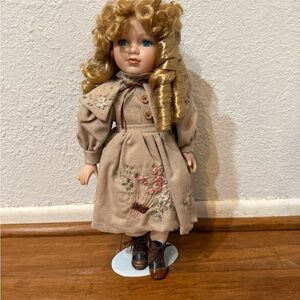 Classic Porcelain Doll with Blonde Curls